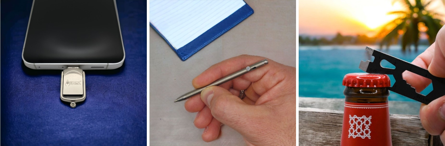 Wallet with USB, pen and multitool